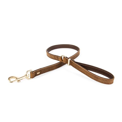 EzyDog Oxford Hundeleine Leder- Hunde Hundeleine für Kleine und Große Hunde, Naturleder, Verstellbares, Gepolstertes (106cm, Braun) von EzyDog