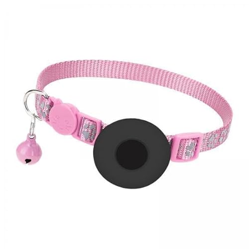 F Fityle 2X Katzenhalsband, Halsband für Kleine Hunde, Nylongürtel mit Glöckchen, mit Wasserdichtem Trackerhalter, Halsband für Haustiere, Halsband für Kätzche, 4 Stück von F Fityle