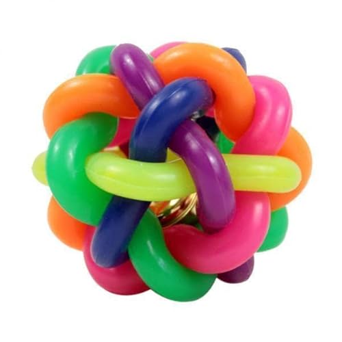 F Fityle 5xPet Hund Katze Spielzeug Regenbogen Gummi Ball mit Glocke Welpen Haustier Spielzeug 5,5 cm, 3 Stk. von F Fityle