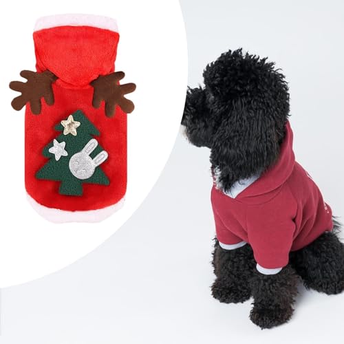 F Fityle 6X Haustier Pullover für Kaltes Wetter, Welpen Weihnachtsmann Rentier Outfit, Haustier Hundekatze Weihnachts Rentier Kostüm für von F Fityle