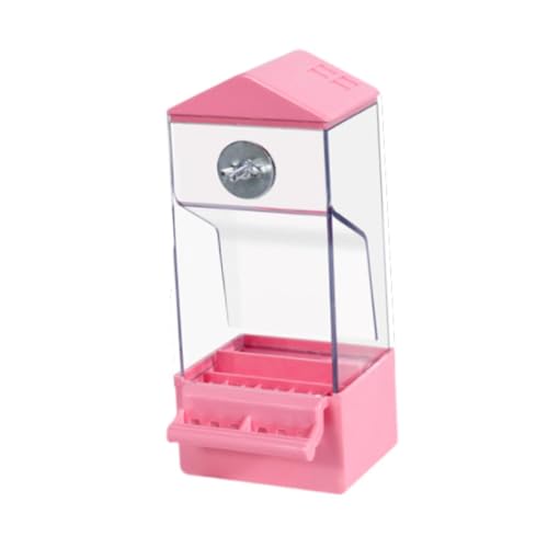 F Fityle Bird Food Feeder weniger Chaos Vogelfutterleiter tragbarer transparenter Vogelfutterleiter Automatischer Vogelhäuschen für Blockgie kleine mittelgroße, Rosa von F Fityle