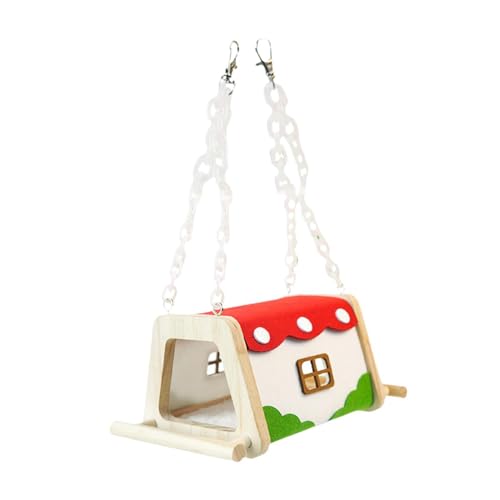 F Fityle Bird Nest House Toy Barch Hanging Höhlenvogel, Käfig -Accessoire Hideaway Hängende Hängematte für -Conures Lovebird Cockatiels, Rot Grün von F Fityle