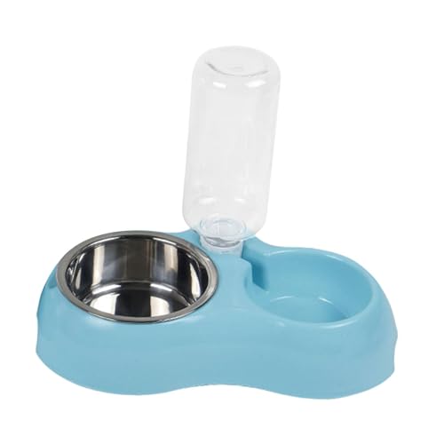 F Fityle Doppelter Futter- und Wassernapf für Katzen und Hunde, Futternapf-Set für Haustiere, Futterspender mit rutschfestem Boden, Edelstahlnapf zum Trinken, Blau von F Fityle