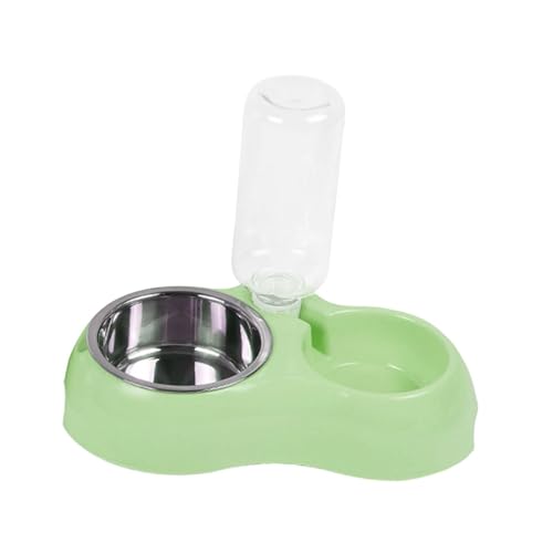 F Fityle Doppelter Futter- und Wassernapf für Katzen und Hunde, Futternapf-Set für Haustiere, Futterspender mit rutschfestem Boden, Edelstahlnapf zum Trinken, Grün von F Fityle