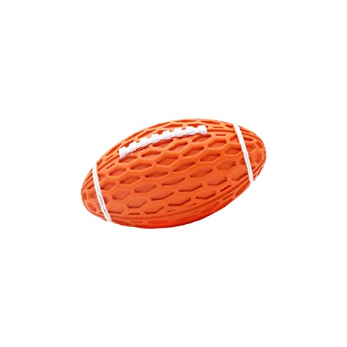 F Fityle Hundespielzeugbälle Pet Squeaky Toys Bälle Rugby, Robustes Gummi, strapazierfähiges Kauspielzeug für Hunde, interaktiver Ball für den Außenbereich, Orange groß von F Fityle