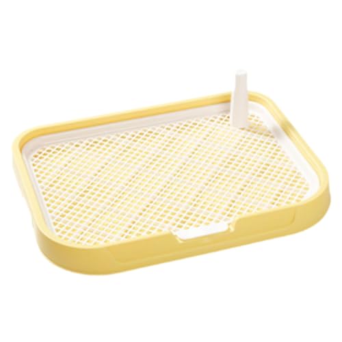 F Fityle Hundetoilettentraining Töpfchen Tablett Innen Offener Top Entry Hundetoilette Mesh Grids Toilette Hundetöpfchen für Innen Kaninchen Welpen, Gelb von F Fityle