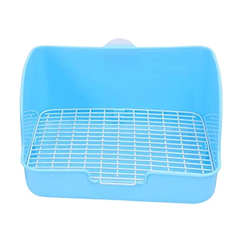 F Fityle Kaninchentoilette Ecktoilette Pet Pan Trainer mit Gittertöpfchen für Kaninchen Frettchen Kleintiere Hamster Zubehör, Blau von F Fityle