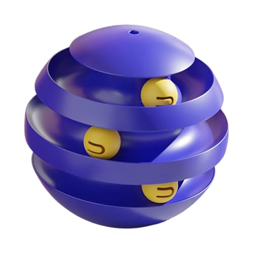 F Fityle Katzenspielzeug Roller Turntable Track Ball Lustiges Spielzeug mit DREI Bällen, Cat Track Ball Turntable Katzenspielzeug Bälle Kätzchen, tiefes Blau von F Fityle