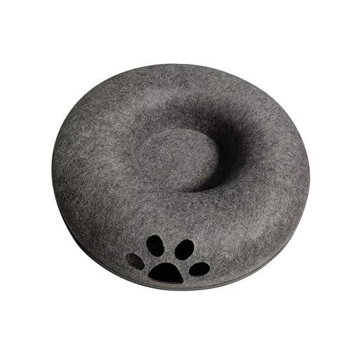 F Fityle Katzentunnel-Bett, Filz-Innenraum, Katzenspieltunnel für kleine Haustiere, Kratzfest, atmungsaktiv, Katzen-Donut-Tunnel für Haustier-Katzenhaus, Grau 60x28cm von F Fityle