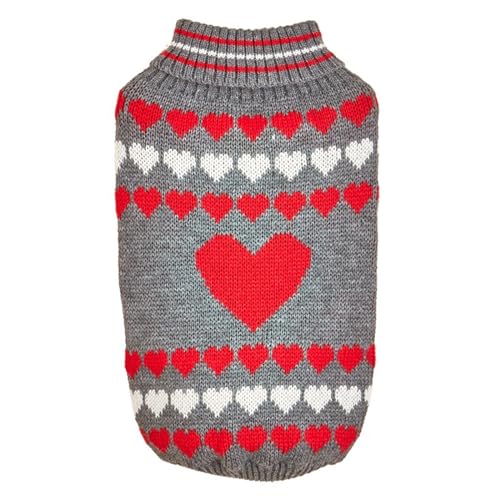 F Fityle Pullover Rollkragenpullover Urlaub Haustierbekleidung, Valentinstag Hundepullover Kostüm, Herzmuster Hundekleidung für Katzen Hunde Welpen, grau L von F Fityle