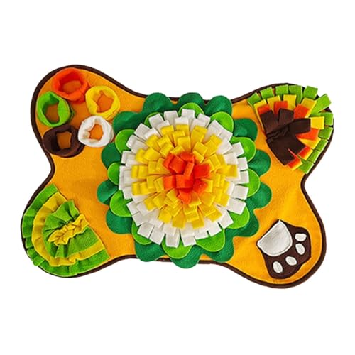 F Fityle Schnüffelmatte für Haustiere, Fütterungskissen, weich und bequem, verschleißfest, mentales Puzzle-Spielzeug, Hundefuttermatte für Geruchstraining, Orange von F Fityle