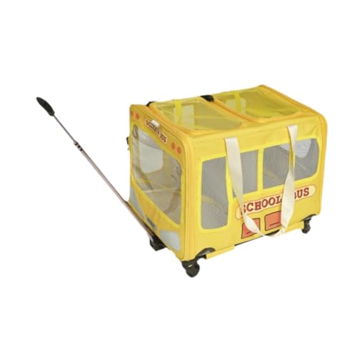 F Fityle Transportbox für Haustiere mit Rädern, Reisetasche, weiche Seiten, Schulbus-Design, mit Teleskopgriff, für Katzen, Kätzchen, Welpen von F Fityle