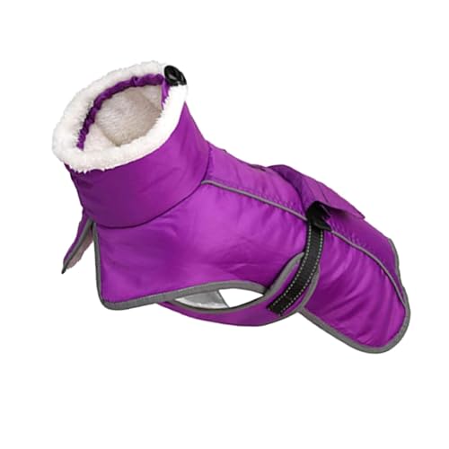 F Fityle Warmer Hundemantel für Hunde, Wintermantel für Kalte Jahreszeit, für Den Außenbereich, Hoher Kragen, mit Schnallen, mit Fleece Gefüttert, Winddichte H, Violett, M von F Fityle