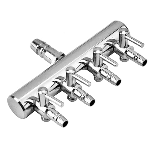 F&Y Edelstahl-Aquarium-Luftsteuer-Splitterventil – 8 mm bis 4 mm Luftpumpenschlauch-Adapter für Aquarien (8 bis 4 mm Vierloch-Splitterkopf) von F&Y