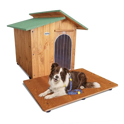 Hundehütten Hundehaus Hundehöhle mit Terrasse Aus Massiv Holz Echtholz Geshenk THERMOVORHANG Made in Italy Mod. Alpi C - Setter 90x137xH80 von ORIGINAL LEGNO