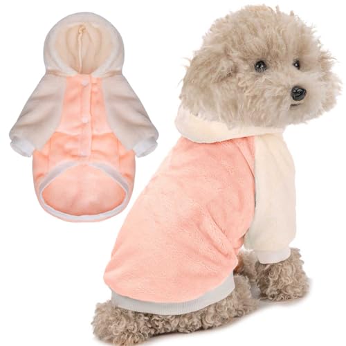 FabriCastle Hunde-Kapuzenpullover für kleine Hunde, Jungen und Mädchen, kleine Hundekleidung, XS, Welpen-Sweatshirt, Haustier-Outfit, Katzenkleidung, superweich, warm, Schnappverschluss von FABRICASTLE