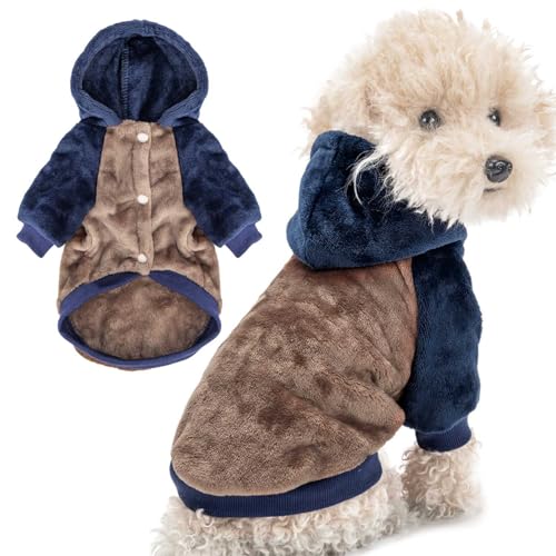 FabriCastle Hunde-Kapuzenpullover für kleine Hunde, Jungen und Mädchen, kleine Hundekleidung, XS, Welpen-Sweatshirt, Haustier-Outfit, Katzenkleidung, superweich, warm, Schnappverschluss von FABRICASTLE