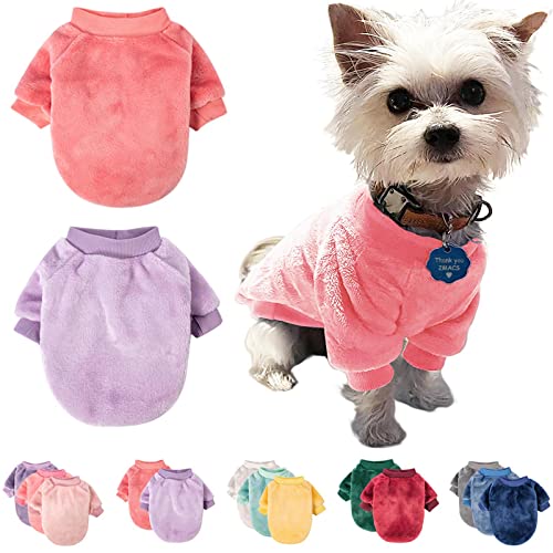 FabriCastle Hundepullover, 2 Stück, Hundekleidung, Hundemantel, Hundejacke für kleine oder mittelgroße Hunde, Jungen oder Mädchen, ultraweich und warm, Katzen-Haustier-Pullover (Medium, Rosa, von FABRICASTLE