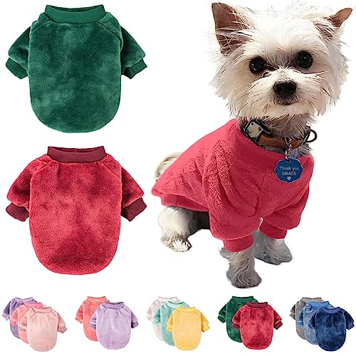 FabriCastle Hundepullover, 2 Stück, Hundekleidung, Hundemantel, Hundejacke für kleine oder mittelgroße Hunde, Jungen oder Mädchen, ultraweich und warm, Katzen-Haustier-Pullover (S, Dunkelrot, von FABRICASTLE