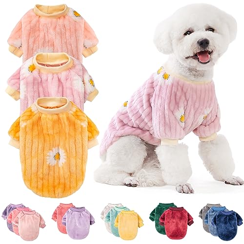 FabriCastle Hundepullover, 2 oder 3 Stück, Hundekleidung, Hundemantel, Hundejacke für kleine oder mittelgroße Hunde, Jungen oder Mädchen, ultraweich und warm, Katzen-Haustierpullover (Rosa, Violett, von FABRICASTLE