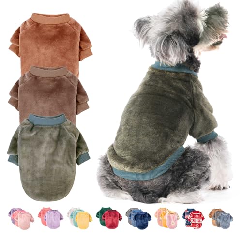 FabriCastle Hundepullover, 2 oder 3 Stück, Hundekleidung, Hundemantel, Hundejacke für kleine oder mittelgroße Hunde, Jungen oder Mädchen, ultraweich und warm, Katzenhaustierpullover (Kamel, Khaki, von FABRICASTLE