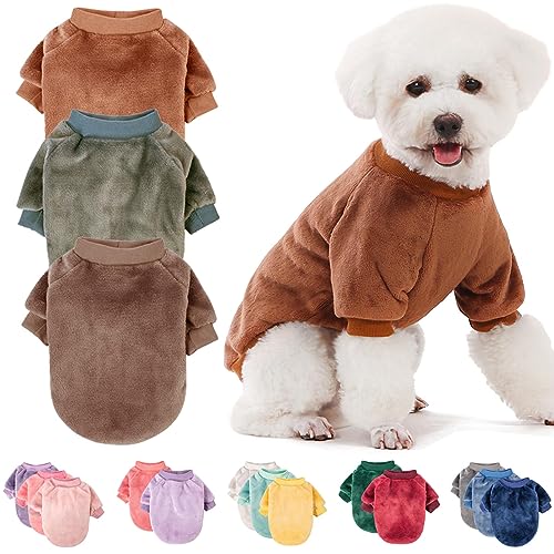 FabriCastle Hundepullover, 2 oder 3 Stück, Hundekleidung, Hundemantel, Hundejacke für kleine oder mittelgroße Hunde, Jungen oder Mädchen, ultraweich und warm, Katzenhaustierpullover (Kamel, Khaki, von FABRICASTLE