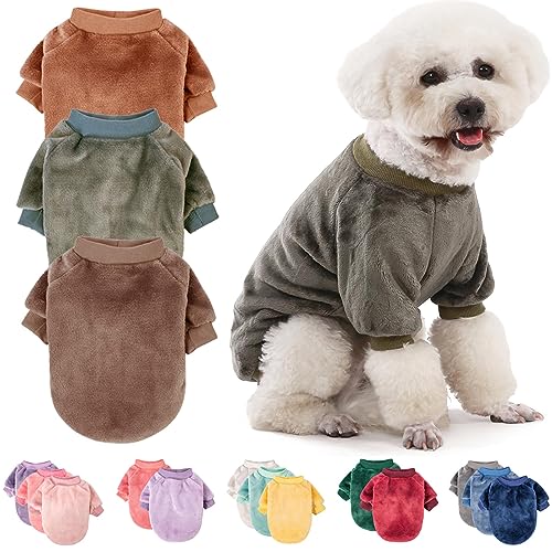 FabriCastle Hundepullover, 2 oder 3 Stück, Hundekleidung, Hundemantel, Hundejacke für kleine oder mittelgroße Hunde, Jungen oder Mädchen, ultraweich und warm, Katzenhaustierpullover (Kamel, Khaki, von FABRICASTLE