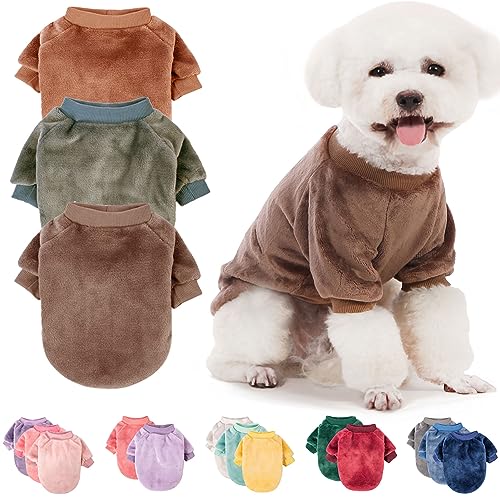 FabriCastle Hundepullover, 2 oder 3 Stück, Hundekleidung, Hundemantel, Hundejacke für kleine oder mittelgroße Hunde, Jungen oder Mädchen, ultraweiche und warme Katzenhaustier-Pullover (Kamel, Khaki, von FABRICASTLE