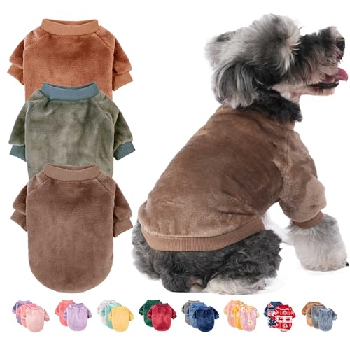 FabriCastle Hundepullover, 2 oder 3 Stück, Hundekleidung, Hundemantel, Hundejacke für kleine oder mittelgroße Hunde, Jungen oder Mädchen, ultraweiche und warme Katzenhaustier-Pullover (Kamel, Khaki, von FABRICASTLE