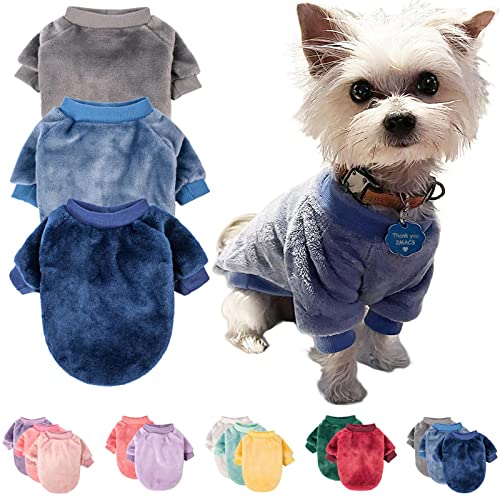 FabriCastle Hundepullover, 2 oder 3 Stück, Hundekleidung, Hundemantel, Hundejacke für kleine oder mittelgroße Hunde, Jungen oder Mädchen, ultraweicher und warmer Katzenpullover (XL, Grau, Blau, von FABRICASTLE