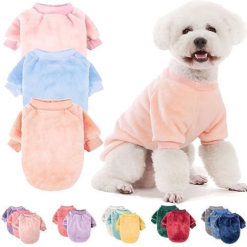 FabriCastle Hundepullover, 3 Stück, Hundekleidung, Hundemantel, Hundejacke für kleine, mittelgroße Hunde, Jungen oder Mädchen, ultraweich und warm, Katzenhaustierpullover (Ballettrosa, Himmelblau, von FABRICASTLE