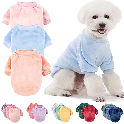 FabriCastle Hundepullover, 3 Stück, Hundekleidung, Hundemantel, Hundejacke für kleine, mittelgroße Hunde, Jungen oder Mädchen, ultraweich und warm, Katzenhaustierpullover (Ballettrosa, Himmelblau, von FABRICASTLE