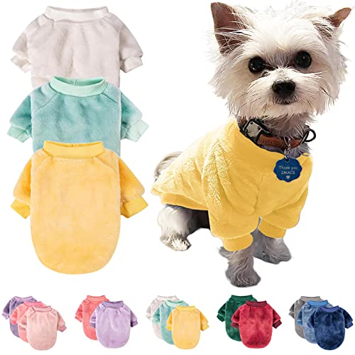 FabriCastle Hundepullover, 3 Stück, Hundekleidung, Hundemantel, Hundejacke für kleine, mittelgroße Hunde, Jungen oder Mädchen, ultraweich und warm, Katzenhaustierpullover (XXL, Beige, Hellgrün, Gelb) von FABRICASTLE