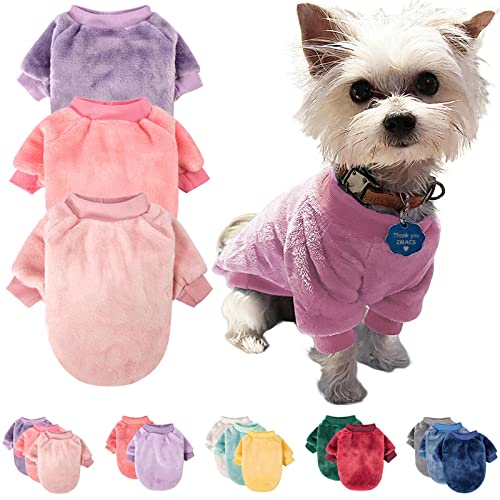 FabriCastle Hundepullover, 3 Stück, Hundekleidung, Hundemantel, Hundejacke für kleine oder mittelgroße Hunde, Jungen oder Mädchen, ultraweich und warm, Katzen-Haustier-Pullover (S, Rosa, Lila, von FABRICASTLE