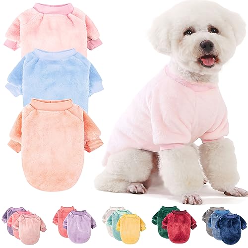 FabriCastle Hundepullover, 3 Stück, Hundekleidung, Hundemantel, Hundejacke für kleine oder mittelgroße Hunde, Jungen oder Mädchen, ultraweich und warm, Katzenhaustierpullover (Ballettrosa, Himmelblau, von FABRICASTLE