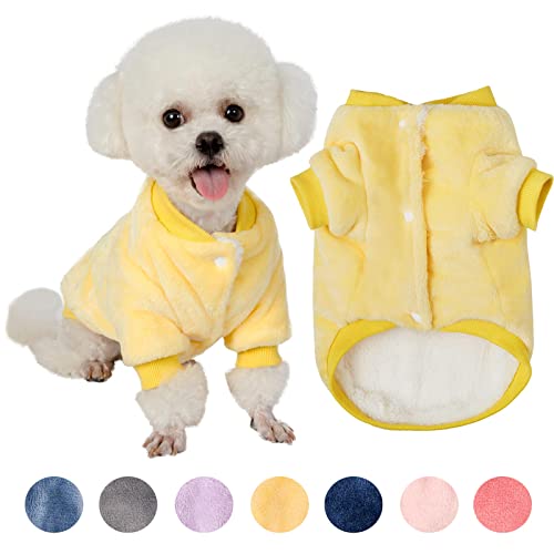 FabriCastle Hundepullover, Hundekleidung, Hundemantel, Hundejacke für kleine oder mittelgroße Hunde, Jungen oder Mädchen, ultraweich und warm, für Katzen (Gelb, L) von FABRICASTLE