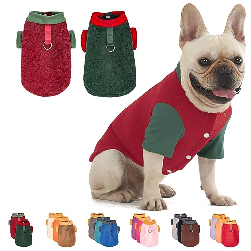 Weihnachtspullover für kleine und mittelgroße Hunde, Jungen und Mädchen, Hundejacke, Wintermantel mit O-Ring-Leine, dehnbar, warm, Hunde-Sweatshirt, Katzenwelpe, Bekleidungszubehör (XXL, Weinrot, von FABRICASTLE