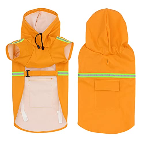 Verstellbarer Hunderegenmantel - Wasserdichter Hundemantel Mit Brust- Und Bauchschutz, Ideal Für Große Hunderassen Im Freien (2XL,Orange) von FABROX