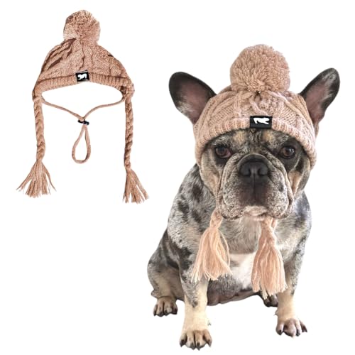 Fabulous Fido CozyEars Klassische Hundestrickmütze – Hunde-Wintermütze mit Ohrlöchern & verstellbarem Kinnfix-Hundemützen für große Hunde – Stricken Pom Pom Dog Beanie Hüte mit weichem Stoff für von FABULOUS FIDO