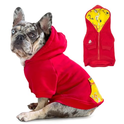 Fabulous Fido Hunde-Kapuzenpullover aus Baumwolle für extra kleine Rassen, Angstjacke für Chihuahua, Malteser, Zwergspitz, kaltes Wetter, Winterkleidung, Doggy Shirt Pullover Weste (rot) von FABULOUS FIDO