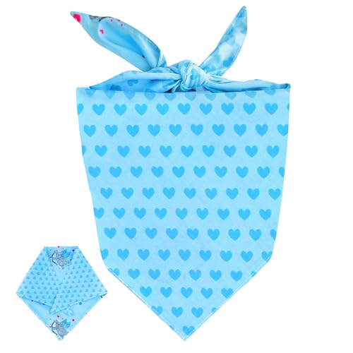 Fabulous Fido Hundehalstuch, 100 % Baumwolle, limitierte Auflage, wendbar, FrenchieHeart DuoDrape, Haustier-Bandana, Urlaubs-Hunde-Outfits, Bandana für kleine Hunde, großes Hundehalstuch, Blau von FABULOUS FIDO