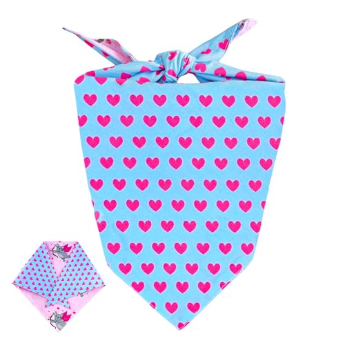 Fabulous Fido Hundehalstuch, 100 % Baumwolle, limitierte Auflage, wendbar, FrenchieHeart DuoDrape, Haustier-Bandana, Urlaubs-Hunde-Outfits, blaues Hundehalstuch, großes Hundehalstuch, Rosa von FABULOUS FIDO