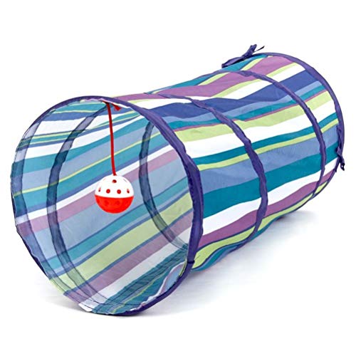 FACAITZQ Blinkender lustiger Katzen-Tunnel, 2 Löcher, Spielröhren, Bälle, zusammenklappbares Crinkle-Kätzchenspielzeug, Welpen-Kaninchen-Spielhund, Chat-Tunnel, Rot Salad Storage containers for von FACAITZQ