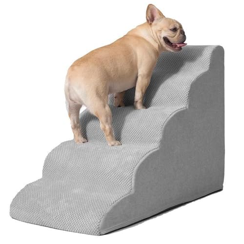 FACAITZQ Haustier-Schaumstoffstufen für das Bett, 3-stufige Haustiertreppe, hochdichte Schaumstoff-Hunderampe, Hundeschräge-Treppe, tragbare Hundeleiter mit Rutschfester Unterseite, extra breite von FACAITZQ