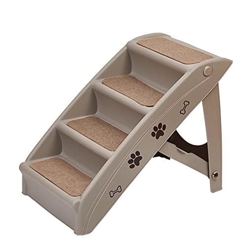 FACAITZQ Klappbare Haustiertreppe, 4 Stufen, Faltbare Hundetreppe für kleine bis mittelgroße Hunde und Haustiere, Haustier-Aufbewahrungsstufe für hohe Betten, Sofa mit Seitengittern und waschbarem von FACAITZQ