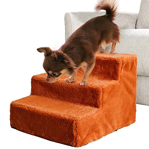 FACAITZQ Pet Steps Stairs Pet Dog Car 3-Stufen-Treppenleiter, Haustierrampe für den Innen- und Außenbereich, leicht tragbar mit weich gepolstertem, rutschfestem Bezug für Autos, Sofa, Couch und von FACAITZQ