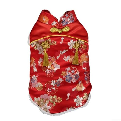 Chinesisches Neujahrskleidung, chinesischer Cheongsam-Stil, Haustierkostüm, Terylen-Cheongsam-Kleid, Neujahrskleidung, chinesischer Stil (2XL) von FACULX