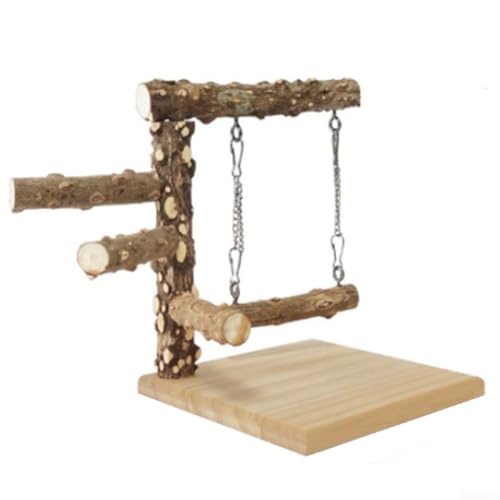 Vogel-Sitzstange, Holz-Vogelspielzeug, Spielplatz, Vogelkäfig-Zubehör, Spielständer für Nymphensittiche, Vogel-Trainings-Sitzstange, 18 x 18 x 4 cm, tragbarer Tisch-Vogelspielständer von FACULX