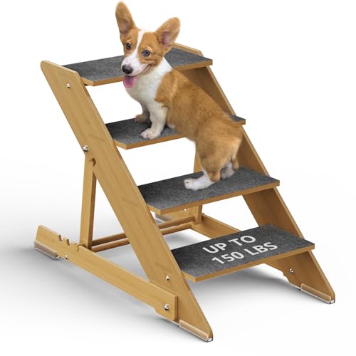 FAFAFLYER Haustier-Hundebett Couch Treppe Treppenrampe - Umweltfreundliches Massivholz Faltbar und Höhenverstellbar Geeignet für Betten mit einer Höhe von 40,6 cm - 76,2 cm (16 - 30 Zoll) Bett oder von FAFAFLYER