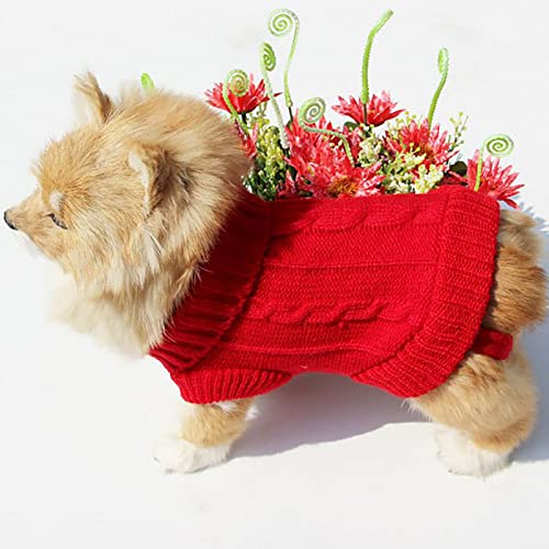 FAMKIT Gestrickter Zopf-Rollkragenpullover für Hunde und Katzen, Warmer Winter-Strickpullover für Haustiere, kuscheliger Pullover, Oberbekleidung für Hunde, Katzen, kleine Haustiere von FAMKIT